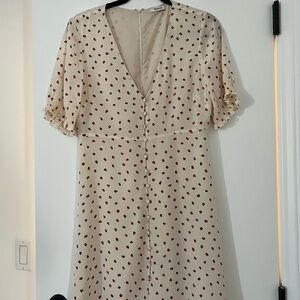 Elegant Cream Polka Dot Dress